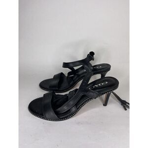 Coach Black Leather Open Toe Ankle Strap Heel Sandals Women Sz 7.5B US/38EU